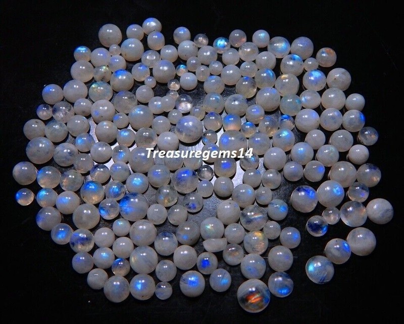 150 Crt WHOLESALE LOT NATURAL BLUE MOONSTONE CALIBRATED ROUND CABOCHON GEMSTONE gallery