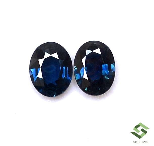 8x6 mm IGI Certified Natural Blue Sapphire Oval Cut Pair 2.25 CTS Loose Gemstone gallery
