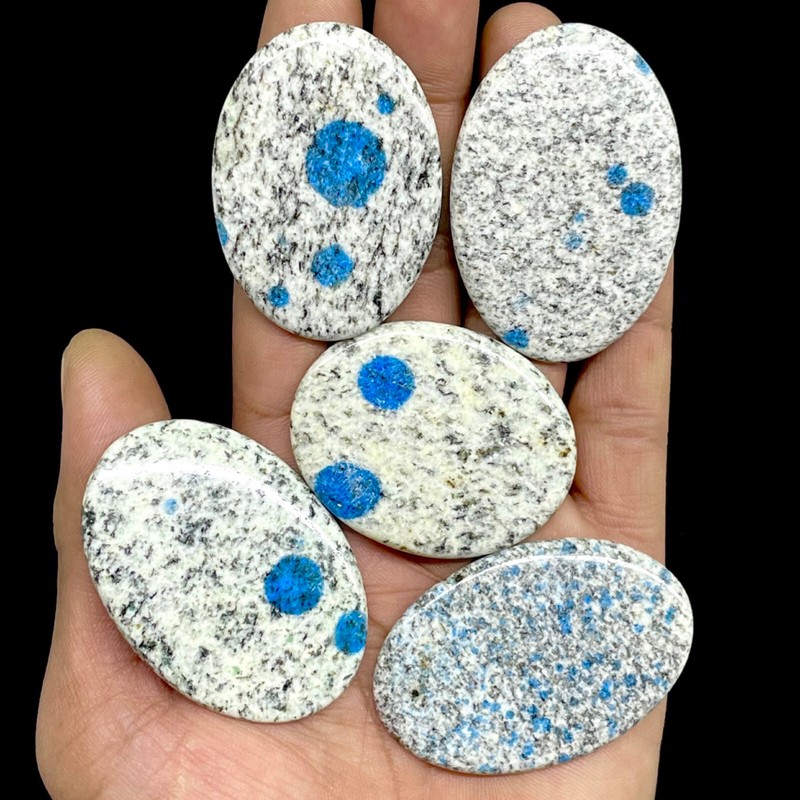 5 Pcs Natural K2 Jasper 46-53mm Loose Ink Splash Pattern Cabochon Gemstones Lot