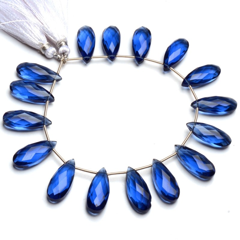 Tanzanite Color Quartz 20×8 mm Size Faceted Pear Briolette 7″ Strand