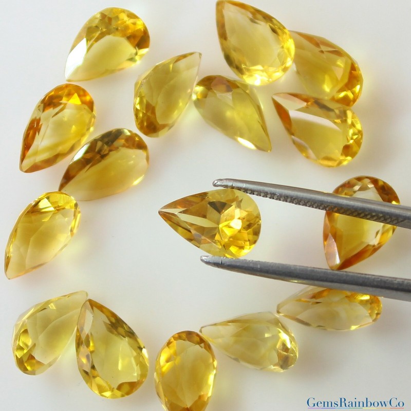 Citrine Pear Faceted Loose gemstone 6×4 mm to 15×10 mm AA Quality In Lot 5 Piece