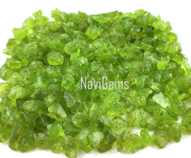 AAA Quality 50 Pieces Natural Peridot Rough Loose Gemstone Uneven Shape 6-8 MM