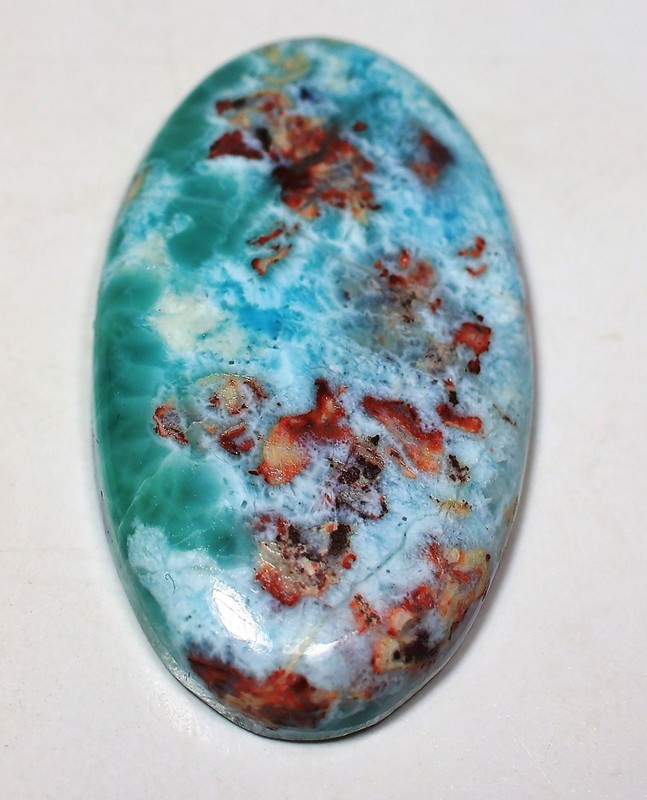 64 Ct 6X25X42 mm Natural Designer Red Larimar Oval Cabochon Gemstone HR-229