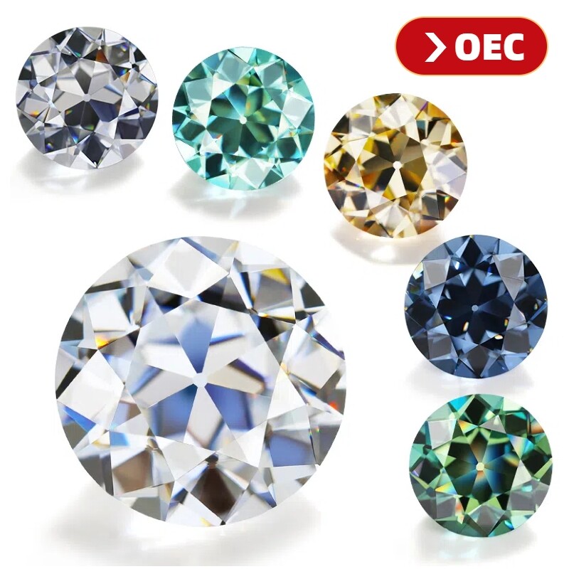 OEC Old European Cut Round Moissanite VVS Excellent Loose Stone with Certificate