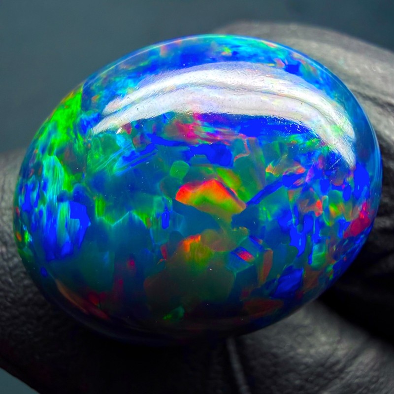 Natural black opal, Ethiopian loose fire opal cabochon for jewelry 21 Ct 21x17mm