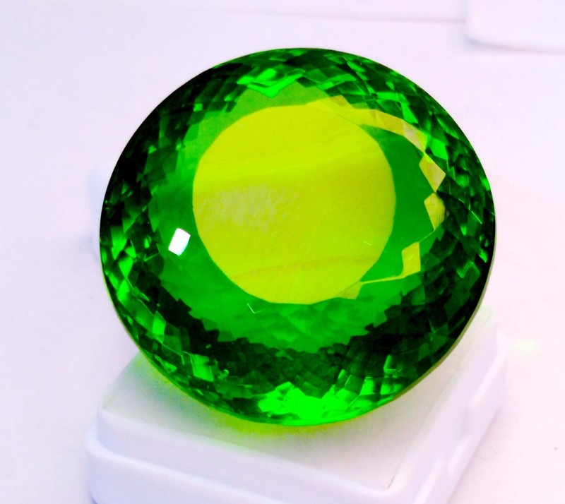 Round Cut 136-138 Ct `Topaz Green Natural Certified Loose Gemstone RK049