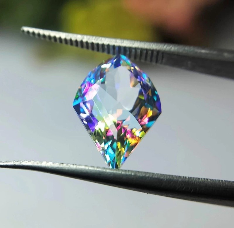 51 Ct Natural Mystic Topaz Loose Rainbow Color Fancy Cut Certified Gemstone gallery