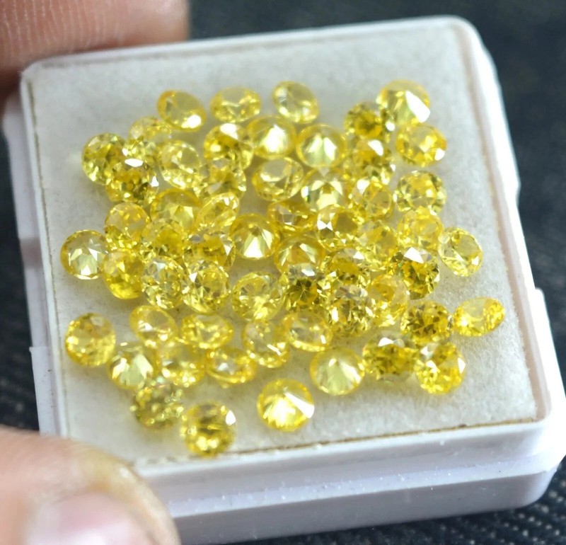 Natural 6 mm Yellow Sapphire 60 Pcs Round Cut Certified Loose Gemstone Lot+ Gift