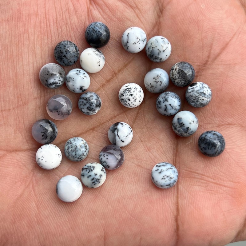 Natural Dendrite Opal Round 4 mm to 20 mm Cabochon Loose Gemstone Lot