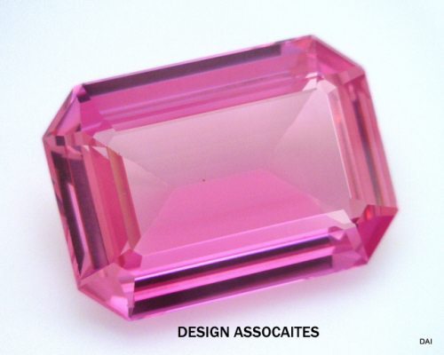 LAB CREATED PINK SAPPHIRE 10X8 MM EMERALD CUT AAA