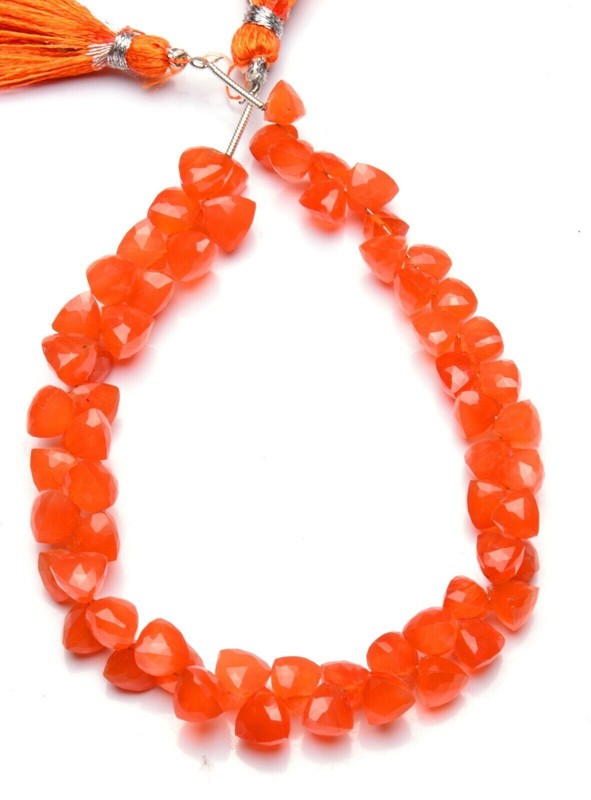 Natural Gem Carnelian 6 to 7mm Size Faceted 3D Trillion Shape Beads 9″ Strand