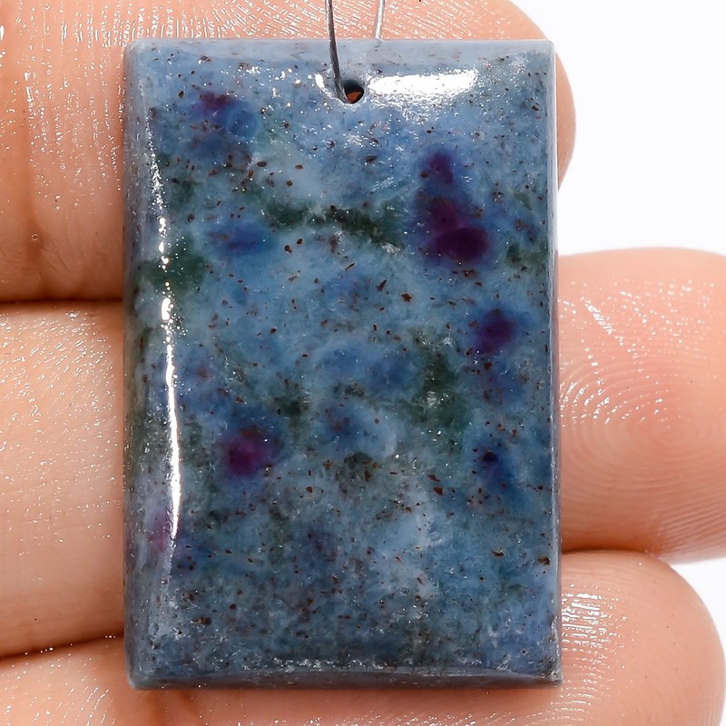 Natural Ruby Kyanite Rectangle Cabochon Drilled Gemstone 31 Ct 27X18X4mm A-30571