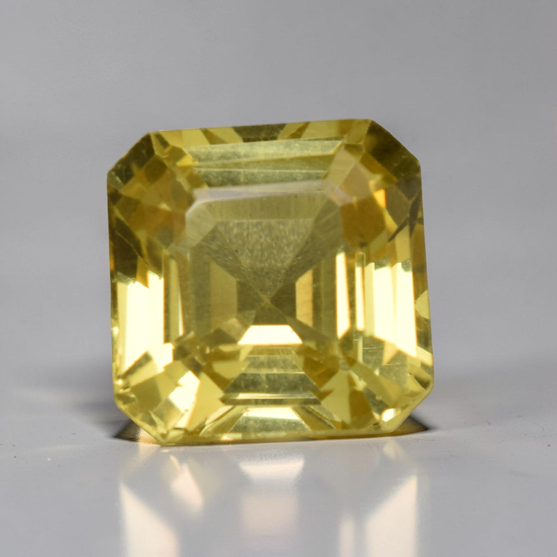 Lab Grown Yellow Sappjhire 7.05 Ct Square Cut Certified Loose Gemstone