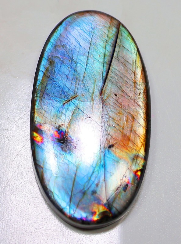 138 Ct 8X30X57 mm Natural Purple Fire Labradorite Oval Cabochon Gemstone SB-26