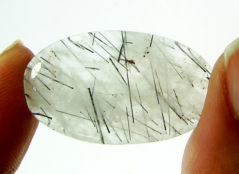 21.40 Ct Natural Black Rutile Quartz Loose Gem Cabochon Wire Wrap Stone - 1373 gallery