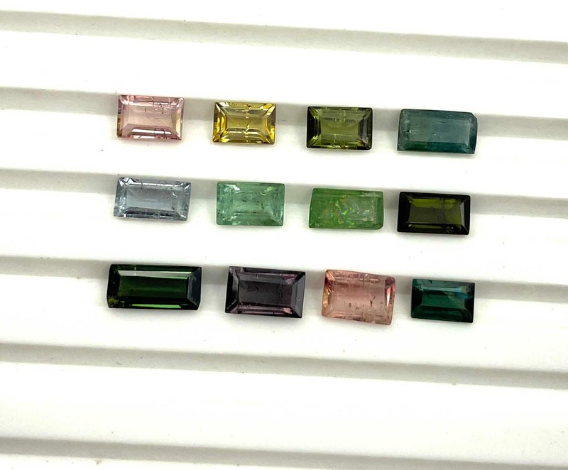 Natural Multi Tourmaline Baguette Cut Loose Gemstone Lot 7 Pcs 4*6-4*9 MM 5 CT