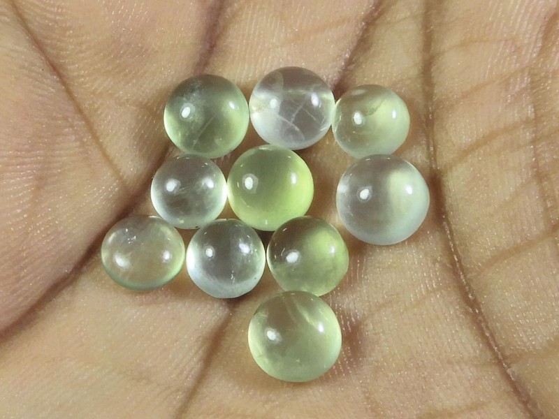 6 MM Natural Prehnite Round Cabochon Loose Gemstone 10 Pcs Lot c627