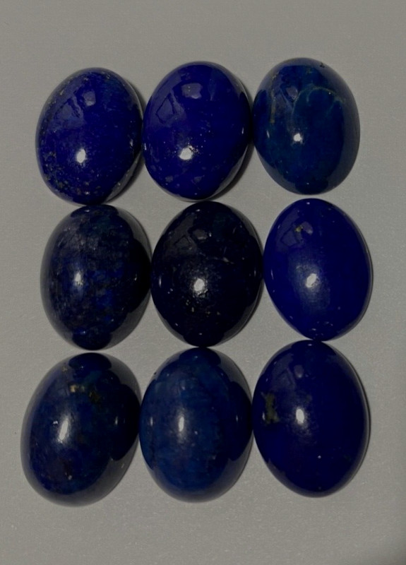 VINTAGE LOT 0F 9 PCS 16X12 MM NATURAL CABOCHON BLUE LAPIS LAZULI WHOLESALE!!!