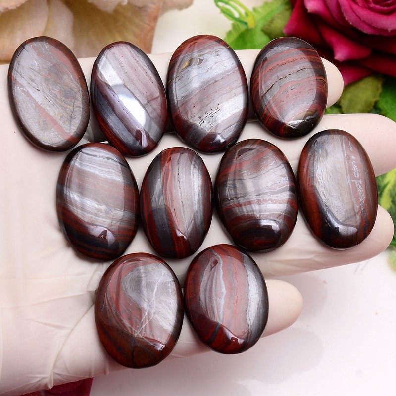 10 Pcs Natural Iron Tiger Eye 28mm-31mm Cabochon Loose Wholesale Gemstone Lot