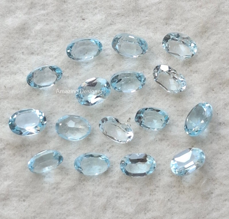 Natural Sky Blue Topaz Oval Faceted Cut 3x5mm to 8x10mm Loose Gemstone