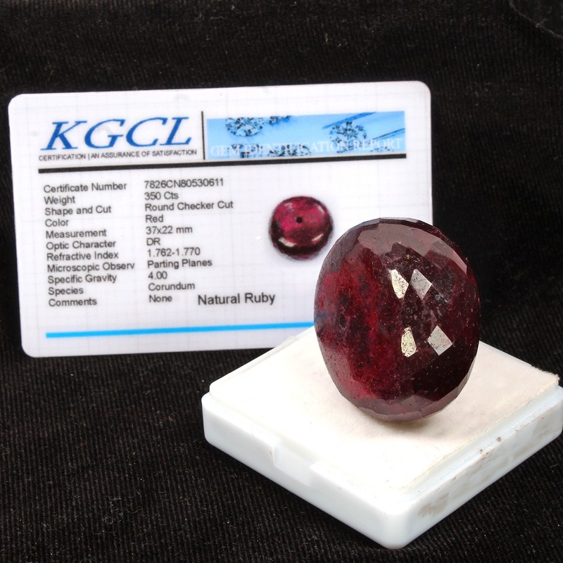 Certified 350 Cts Natural Red Ruby Round Checker Cut Huge Drilled Bead~37x22mm