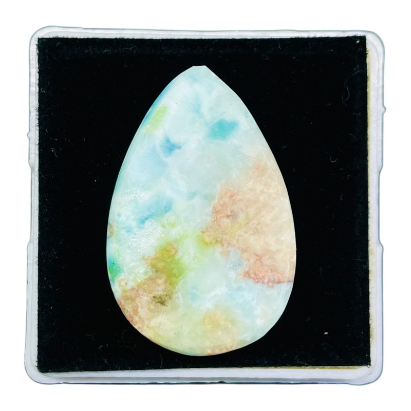 39.55 Cts Natural Larimar 31x20mm Pear Loose Cabochon Untreated Gemstone gallery