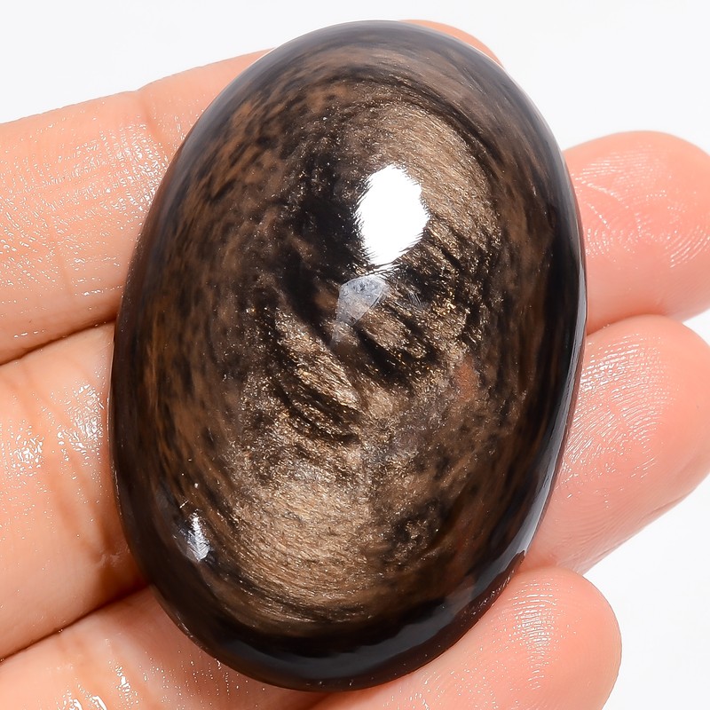 Natural Golden Rainbow Obsidian Oval Cabochon Gemstone 87 Ct 45X30X9 mm EE-48339
