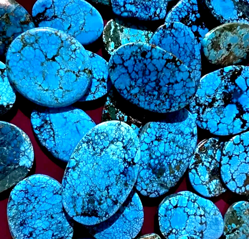 AAA 400 Ct Natural Oval Cut Spiderweb Blue Turquoise Untreated Gemstone Lot