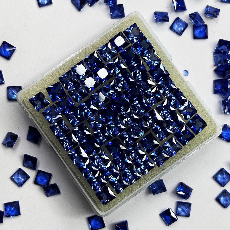 30 PCS CERTIFIED Natural Ceylon Blue Sapphire Square Cut 5×5 mm Gemstones Lot
