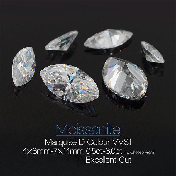1~3 ct D Colorless Marquise Cut VVS1 Moissanite Stone Loose Gemstones & GRA gallery