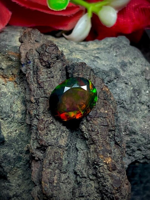 11x9x5mm Oval Opal- Black Ethiopian Fire opal- Welo fire opal October birthstone gallery