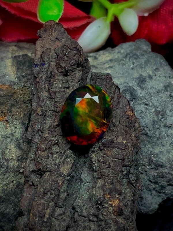 11x9x5mm Oval Opal- Black Ethiopian Fire opal- Welo fire opal October birthstone gallery