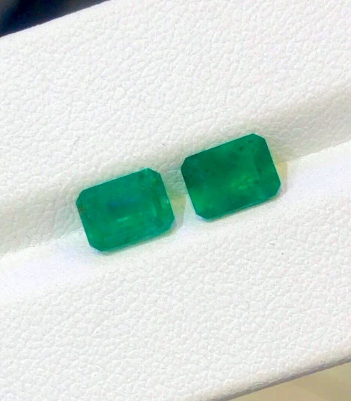 7×5 Wonderful 100% Natural Zambian Emerald Loose Gemstone 2 Pieces