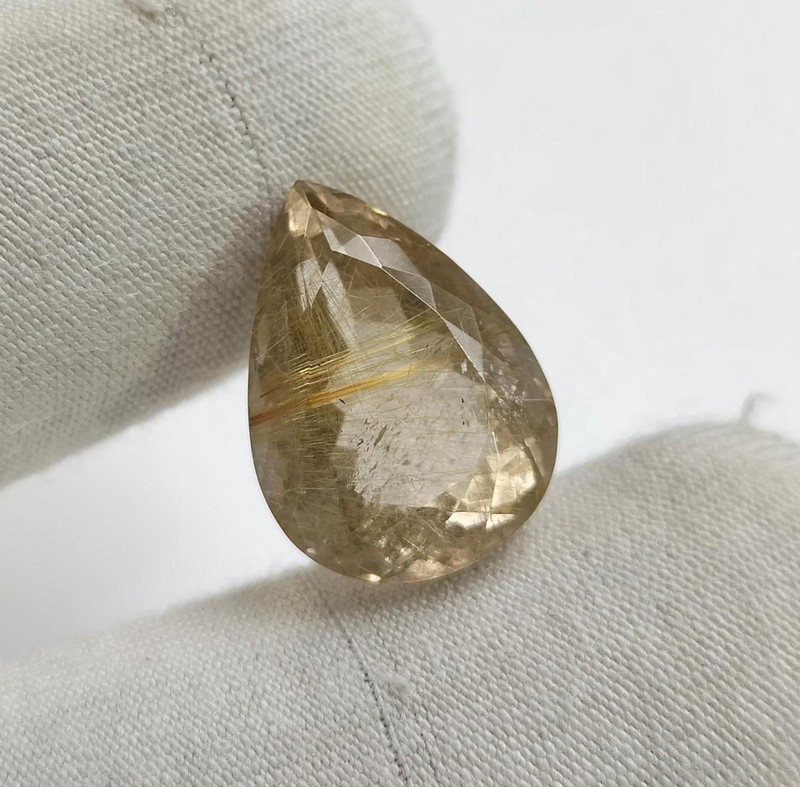 Rare Natural Golden Rutile Pear Cut 12 Ct Golden Quartz Gemstone For Jewelry