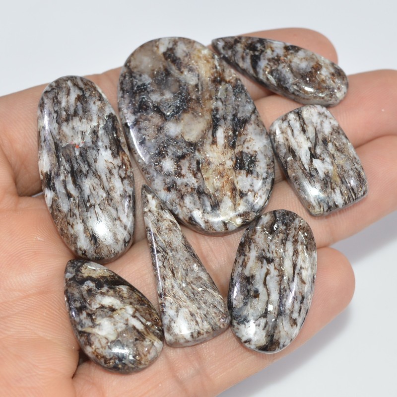 7 Pcs 195 Cts Natural Mica Schist Cabochon Loose Gemstone 45×24 20x13mm #16883