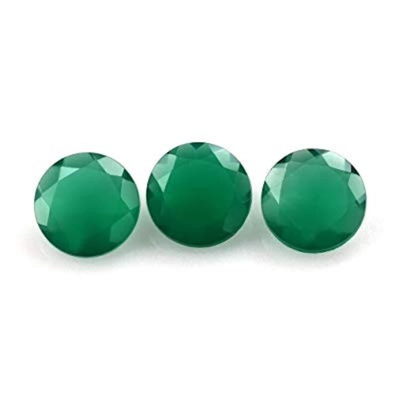 [WHOLESALE] NATURAL GREEN ONYX FACETED ROUND SHAPE LOOSE GEMSTONE gallery