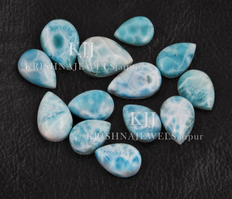 1 Pc Natural Larimar Gemstone Drop Shape Loose Cabochon Gemstone 16x25 -18x30 MM gallery