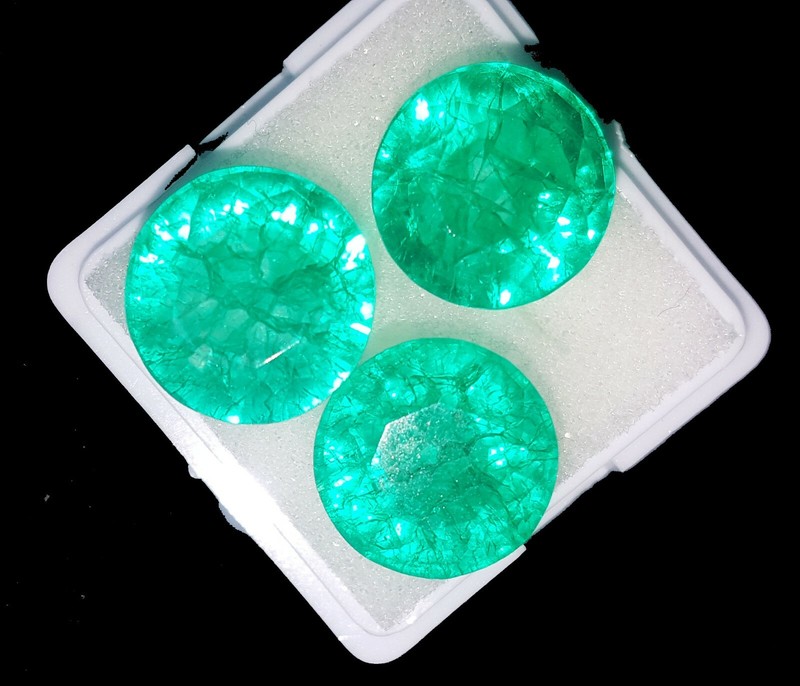 Loose Gemstone Natural Emeralds 7 to 9 Cts 3 Pcs Certified ~~Free Gift RE20 gallery