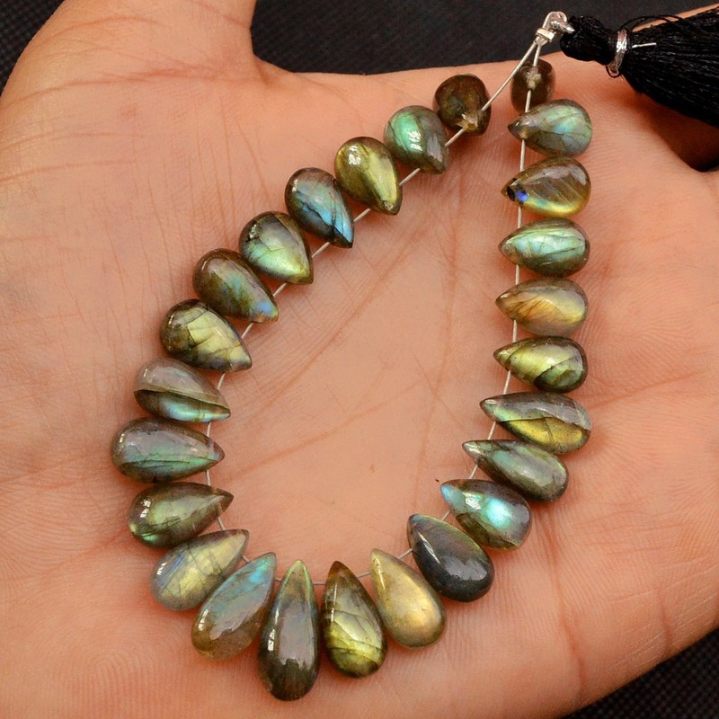 25 Pcs 95 Cts Natural Labradorite Loose Briolette Gemstone Lot 15×5 9x5mm #18596