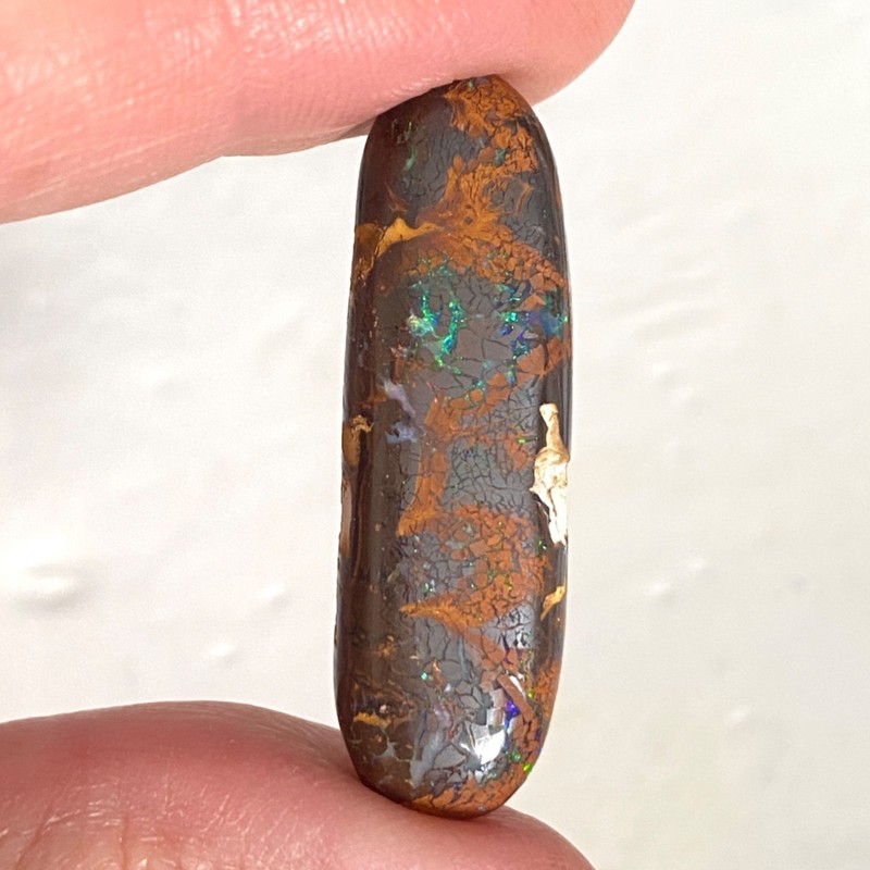 Australian Boulder Opal Green Flashes 38×11.5x7mm Cabochon Gemstone for Jewelry