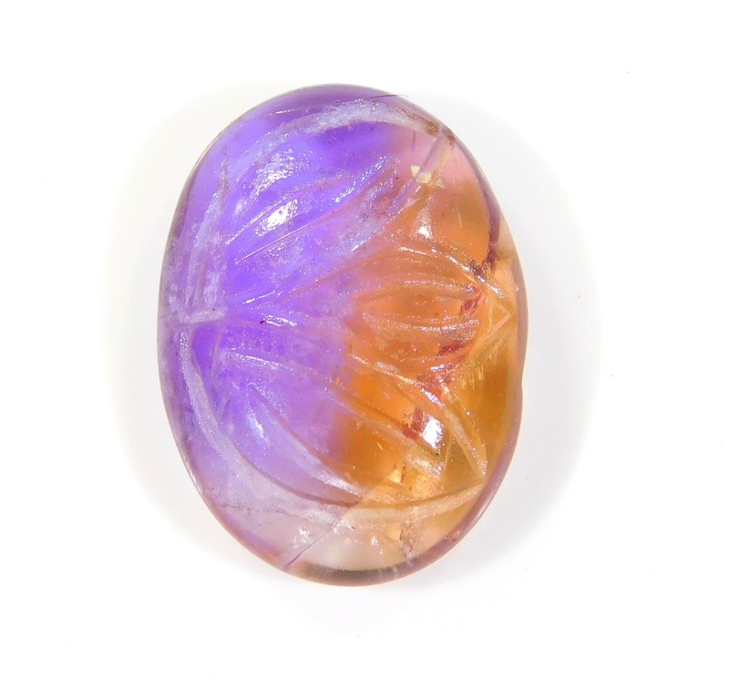 19.CTS NATURAL AMETRINE QUARTZ CARVING OVAL CABOCHON PENDANT GEMSTONE BF=001