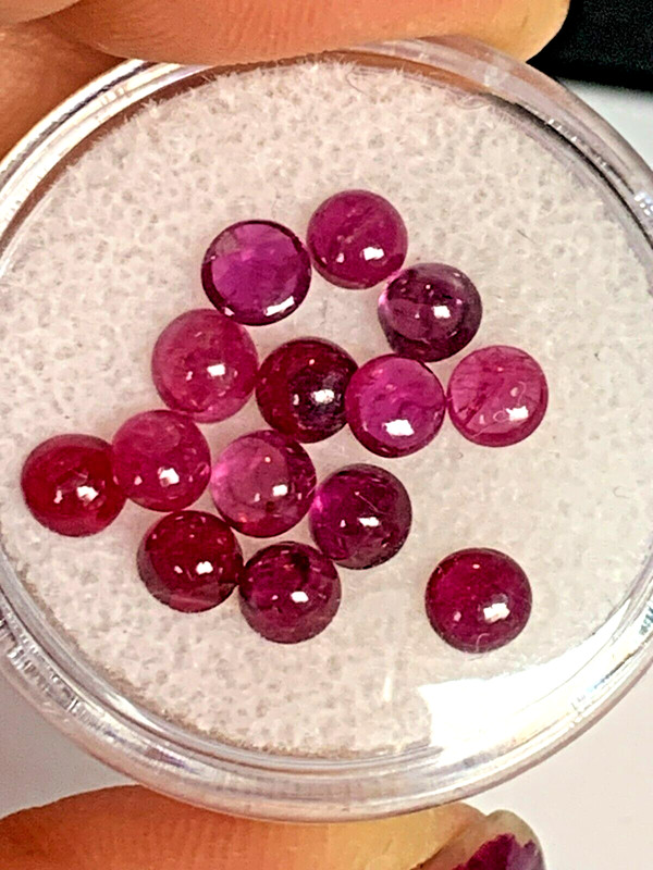 Andy’s Gem Garage Sale- 5ct Ruby Cabochons – Natural COLOR Rounds 4-5mm
