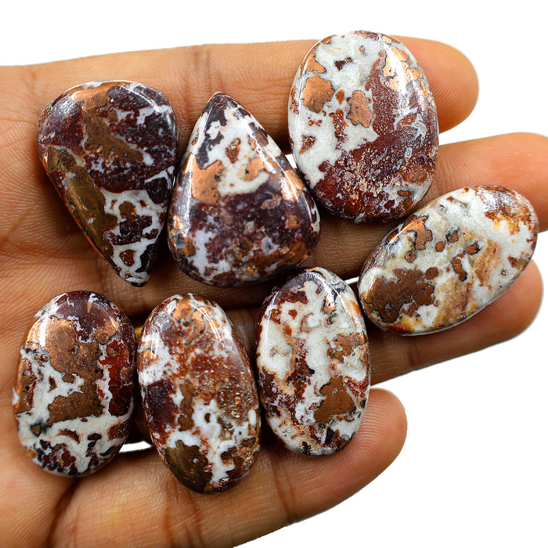 7 PC Natural Copper Dolomite High Quality 28mm-31mm Cabochon Loose Gemstones Lot gallery