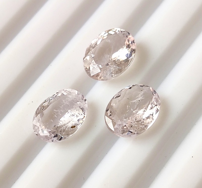9X7 mm Oval Cut Natural Pink Morganite Faceted Calibrated Gemstone 3 Pieces Lot gallery