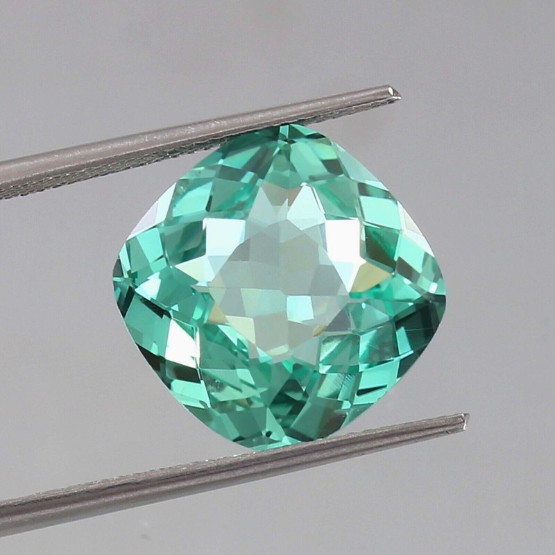 AAA Natural Green Ceylon Parti Sapphire 11×11 MM Cushion Cut Loose Gemstone