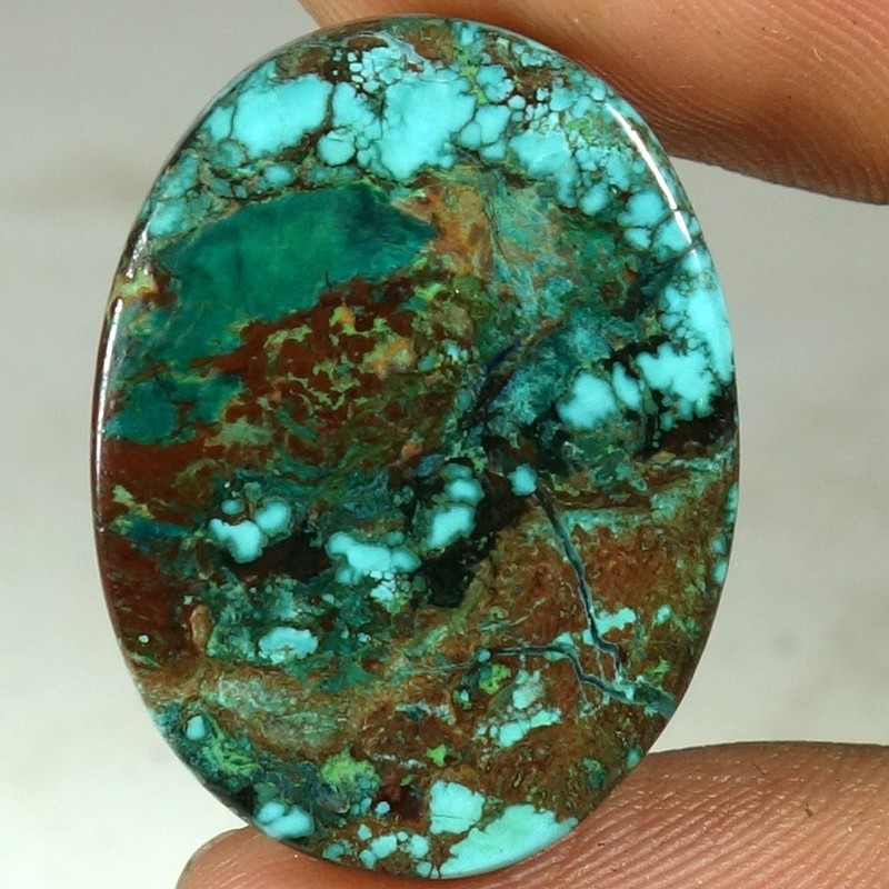 Natural Green Tibet Turquoise Oval Cab Loose Gemstones 19.15Cts 19x 25x 05mm