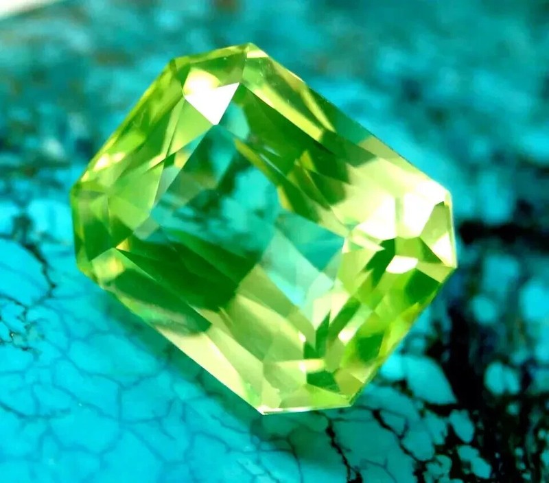 Olive Green Peridot 10-12 Ct Emerald Cut Natural EGL Certified Loose Gemstone