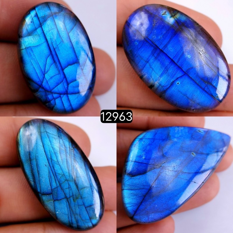 4 Pcs 215 Cts Natural Labradorite Loose Cabochon Gemstone 30×20-52x30mm #R-12963