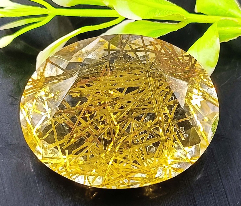 74 CT EXQUISITE GOLDEN RUTILATED QUARTZ OVAL CUT CERTIFIED LOOSE GEMSTONE MUO