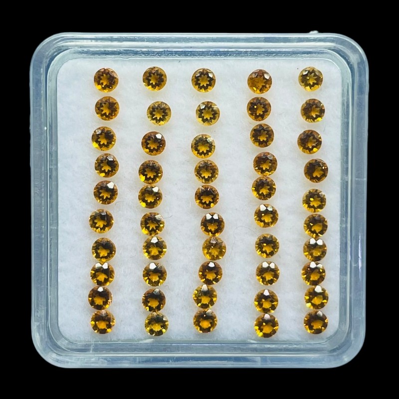 VVS Natural Citrine 2mm Round Diamond Cut Calibrated Loose Gemstones Lot 50 Pcs gallery